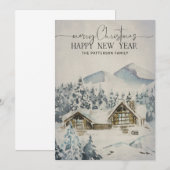 Berg Lodge Forest Snow Scene met kerstmis Kaart (Voorkant / Achterkant)