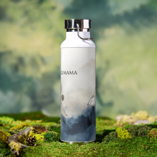 Berg Mama In De Wilde Minimalistische Natuur Grafi Waterfles