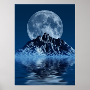 Berg met Moon Poster