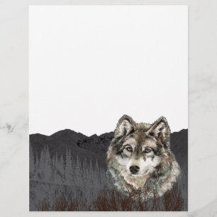 Berg met Waterverf Wolf Animal wildernis