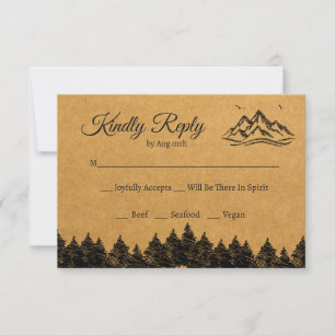 Berg natuur Rustieke Woodsy RSVP Bruiloft Kaart