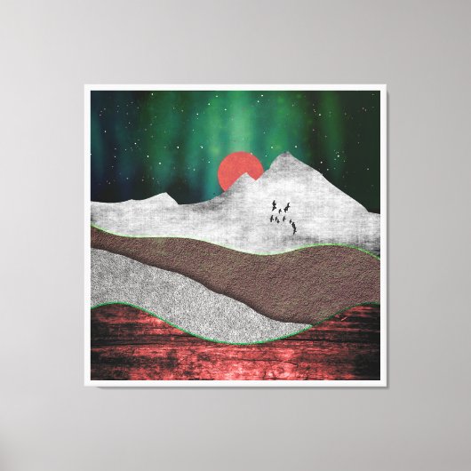 Berg Noorderlicht Canvas Afdruk (Voorkant)