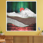 Berg Noorderlicht Canvas Afdruk (Insitu (Woonkamer))