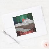Berg Noorderlicht Vierkante Sticker (Envelop)
