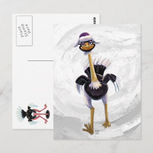 Berg onderweg naar Ostrich Briefkaart (Voorkant / Achterkant)