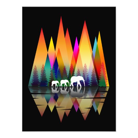 BERG REGENBOOG OLIFANT FOTO AFDRUK (Voorkant)