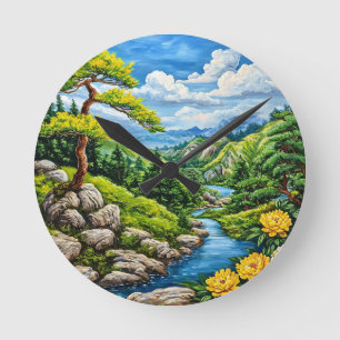 Berg rivier stroom landschap ronde klok