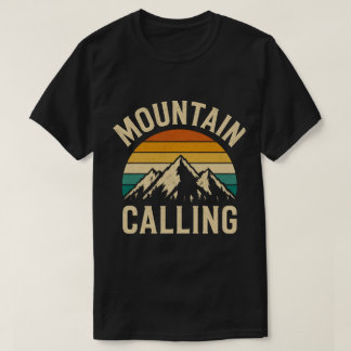 Berg Roept Retro Vintage Zonsondergang Wandelen T-shirt