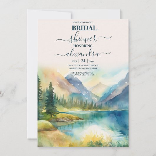 Berg Rustieke Zonsondergang Waterverf Oranje Bruil Kaart (Voorkant)