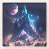 Berg van het landschap Crystal Fantasy Glazen Onderzetter (Voorkant)