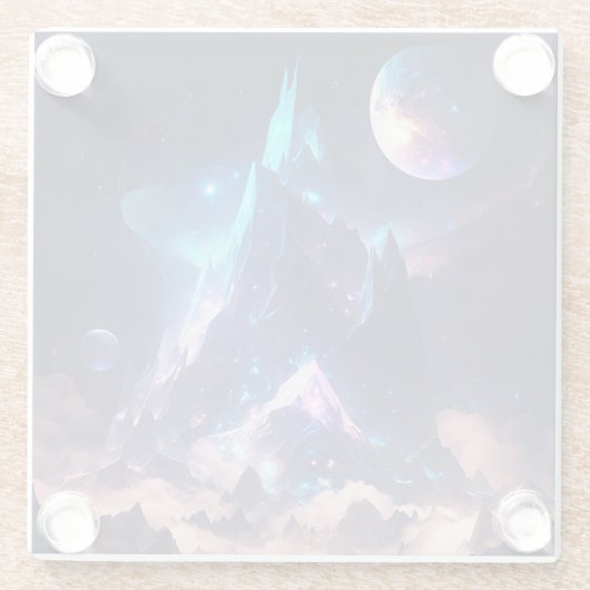 Berg van het landschap Crystal Fantasy Glazen Onderzetter (Achterkant)