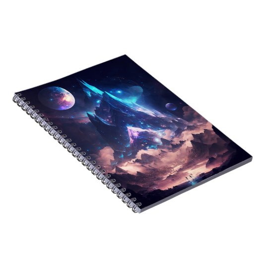 Berg van het landschap Crystal Fantasy Notitieboek (Rechterzijde)