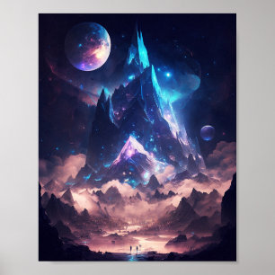 Berg van het landschap Crystal Fantasy Poster