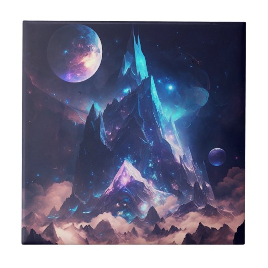 Berg van het landschap Crystal Fantasy Tegeltje (Voorkant)