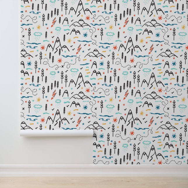 Berg Wandelpatroon Behang (Applicatie)