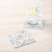 Berg Wandelpatroon Vierkante Kartonnen Onderzetter (Insitu)