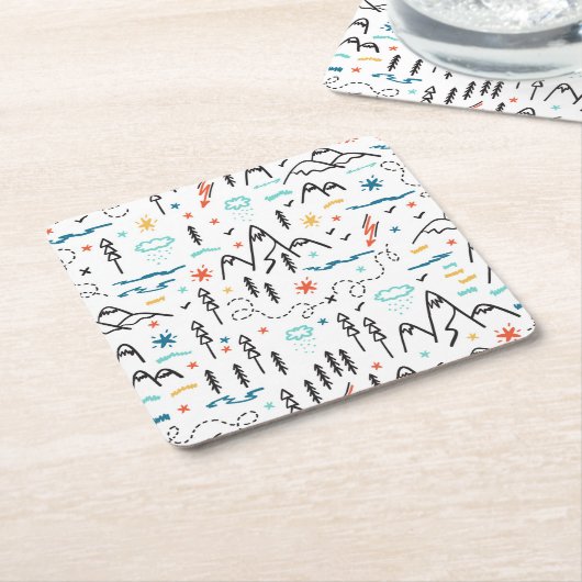 Berg Wandelpatroon Vierkante Kartonnen Onderzetter (Schuin)