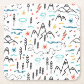 Berg Wandelpatroon Vierkante Kartonnen Onderzetter (Voorkant)