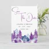 Berg Waterverf Elegant Rustiek Mauve Save The Date (Staand voorkant)