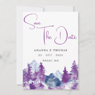 Berg Waterverf Elegant Rustiek Mauve Save The Date