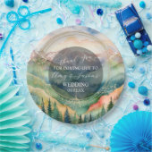 Berg Waterverf Landschap Bestemming Bruiloft Papieren Bordje (Feest)