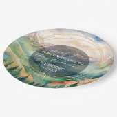 Berg Waterverf Landschap Bestemming Bruiloft Papieren Bordje (Gekanteld)