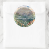 Berg Waterverf Landschap Bestemming Bruiloft Ronde Sticker (Tas)