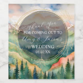 Berg Waterverf Landschap Bestemming Bruiloft Wijn Etiket (Enkel label)