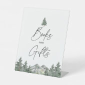 Berg Winter Baby Shower Boeken en Cadeaus Reclamebord Met Voetstuk (Voorkant)