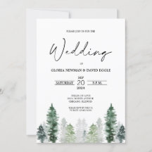 Berg Winter Elegante Trouw Uitnodiging