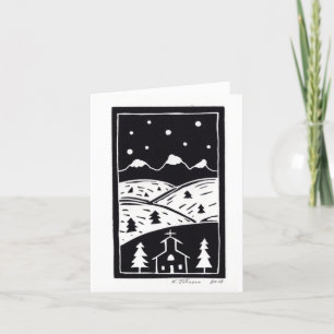 Berg Winter Linocut Kaart