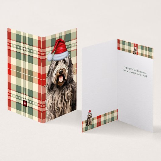 Bergamasco Chien de vacances Carte de Noël Plaid (Inside and Outside)