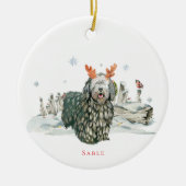 Bergamasco herdershond Waterverf | Monogram Keramisch Ornament (Voorkant)