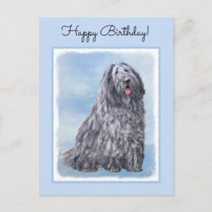 Bergamasco Sheepdog Painting - Cute Original Dog A Briefkaart