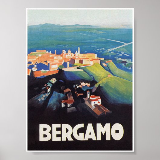 Bergamo Italy Vintage Travel Poster (Voorkant)
