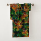 Bergamot huidtextuur in groen en sterk sinaasappel bad handdoek (Insitu)