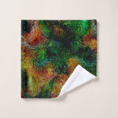 Bergamot huidtextuur in groen en sterk sinaasappel bad handdoek (Wasdoekje)