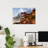 Bergbassin in Rugged Mountain Terrain in Sunbea Poster (Thuiskantoor)