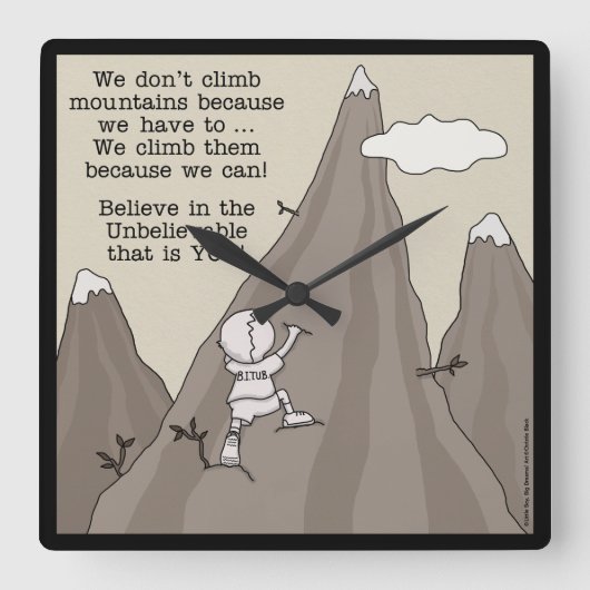 bergbeklimmer vierkante klok (Voorkant)