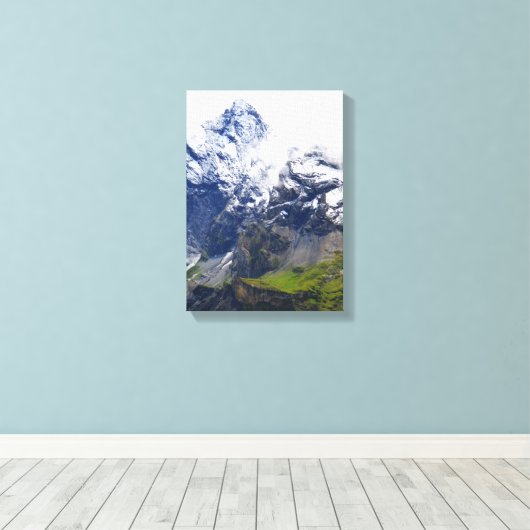 Bergbeklimmerij in de Zwitserse alpen Canvas Afdruk (Insitu (Houten vloer))