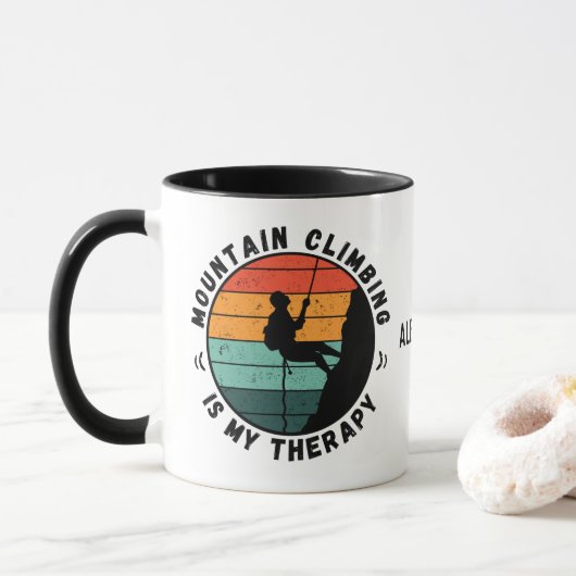 bergbeklimming is mijn therapie mok (Met donut)