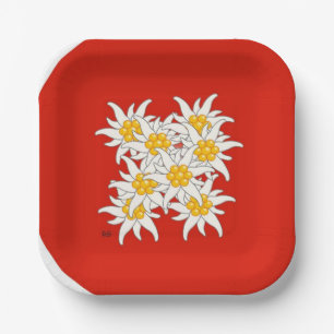 Bergblume Edelweiss Teller Papieren Bordje