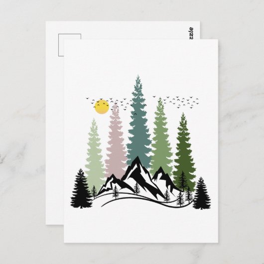 BERGBOMEN EN KALME NATUUR BRIEFKAART (Voorkant / Achterkant)