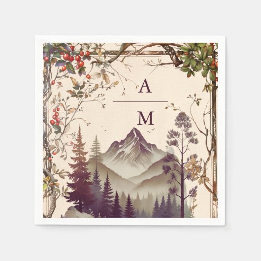  Bergbos Evergreen Tree Bruiloft Servet (Voorkant)