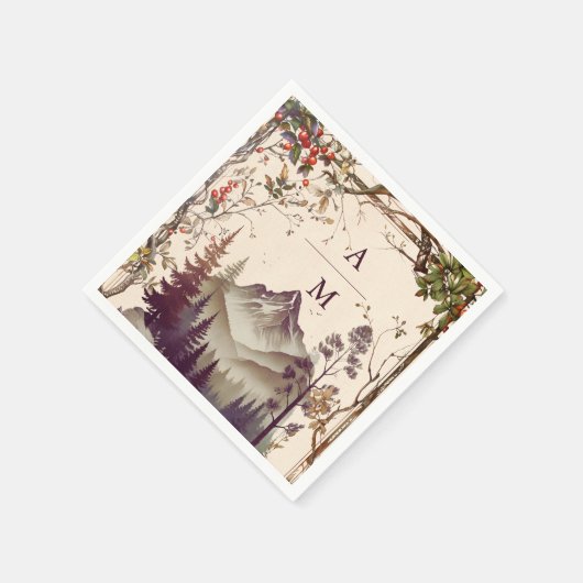 Bergbos Evergreen Tree Bruiloft Servet (Hoek)