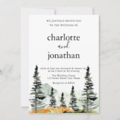 Bergbos Rustic Waterverf Wedding Kaart (Voorkant)