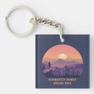 Bergbos Wandelaar's Sunset paarse oran Sleutelhanger
