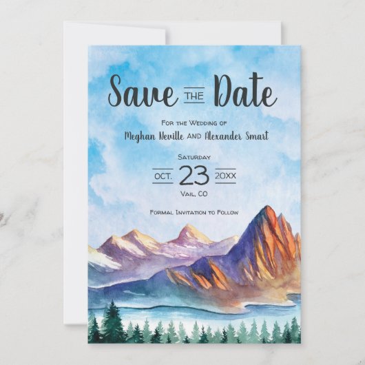 Bergbruiloft Sparen de Datum met bos Save The Date (Voorkant)