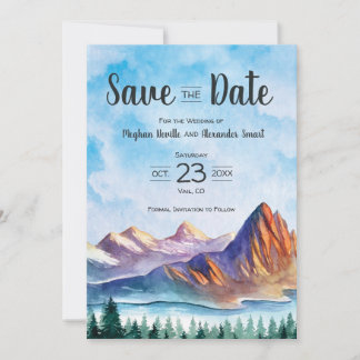 Bergbruiloft Sparen de Datum met bos Save The Date