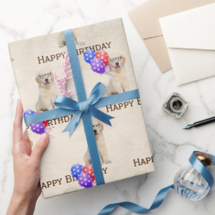 Bergdag Golden Retriever Puppy met ballonnen Cadeaupapier